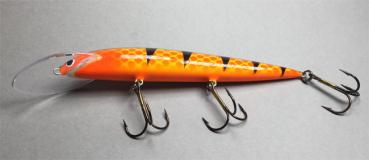 Karikko Wobbler, Länge: 15 cm, Farbe: Orange Perch 113, schwimmend, von Suomen Uistin The Finnish Lure Company (Jarmo Rapala)